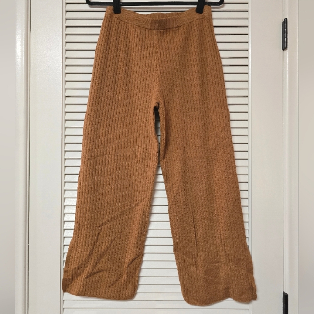 Calligraphie - Brown Ribbed Pull-On Stretch Pants